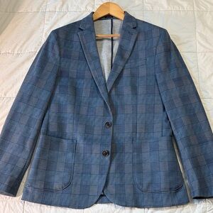 jf j.ferrar Classic Blue Checkered Blazer